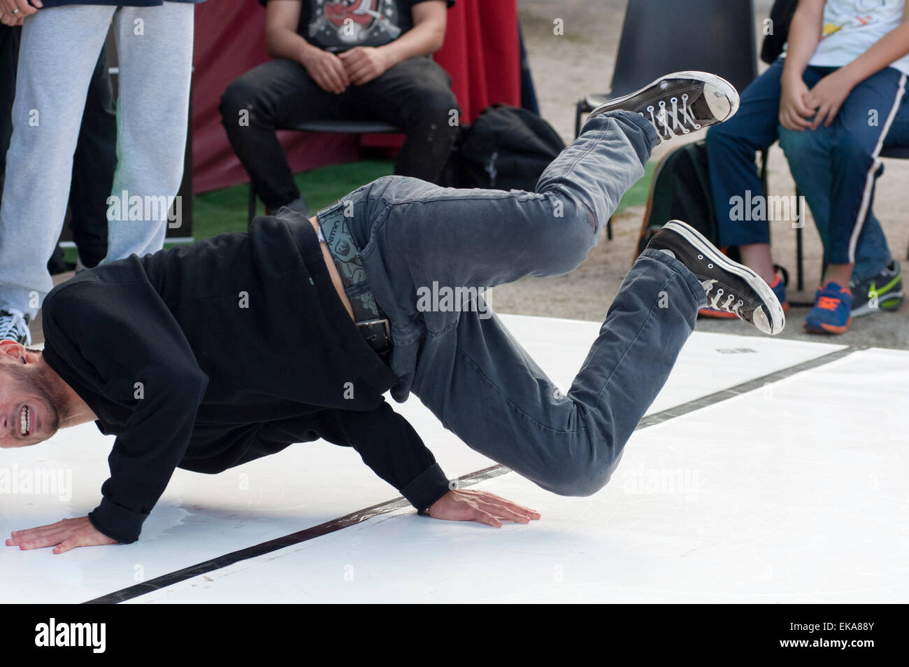 Italy, Lombardy, Breakdance. Stock Photo