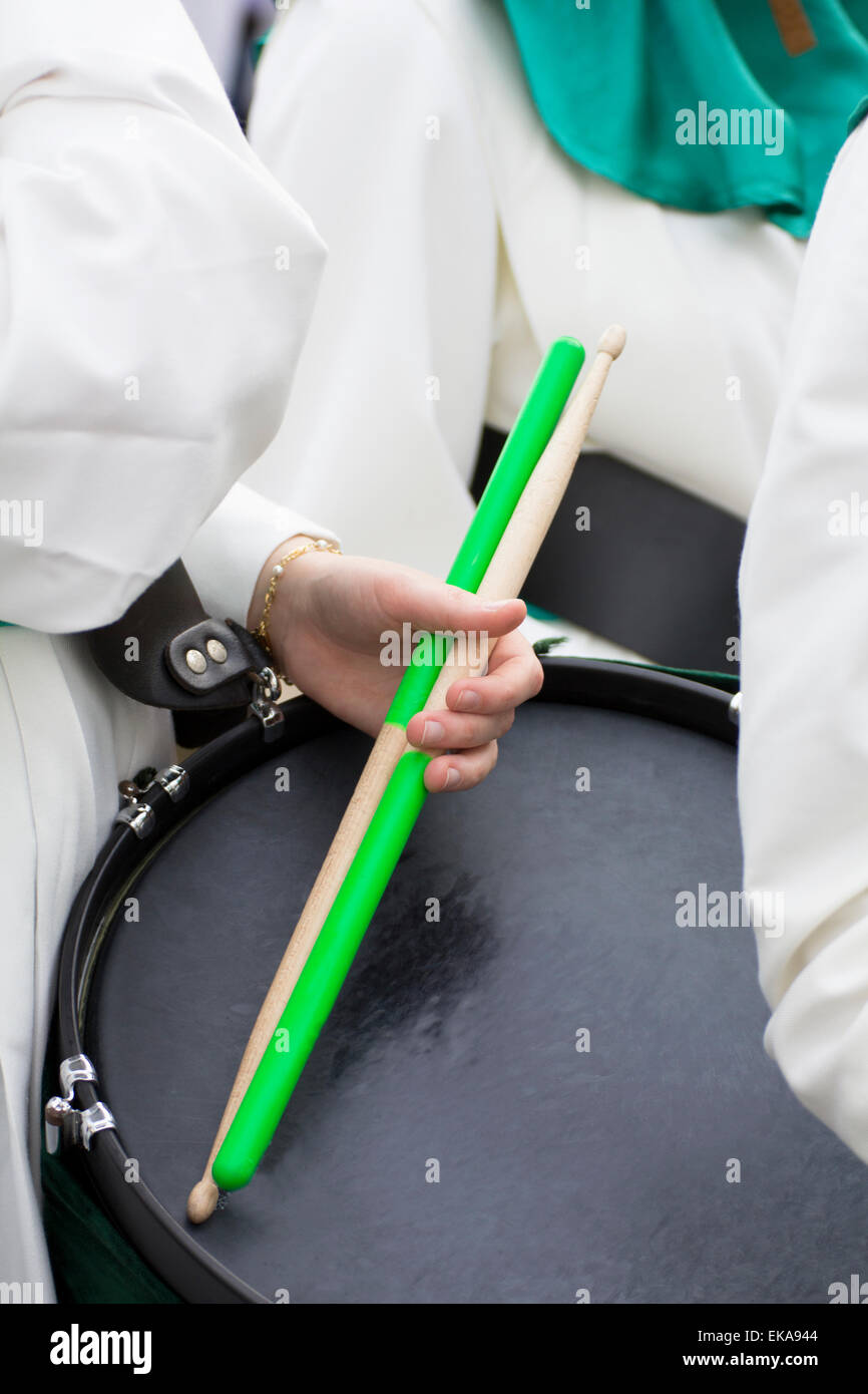 Drummer. Procession. Holy Week. Stock Photo