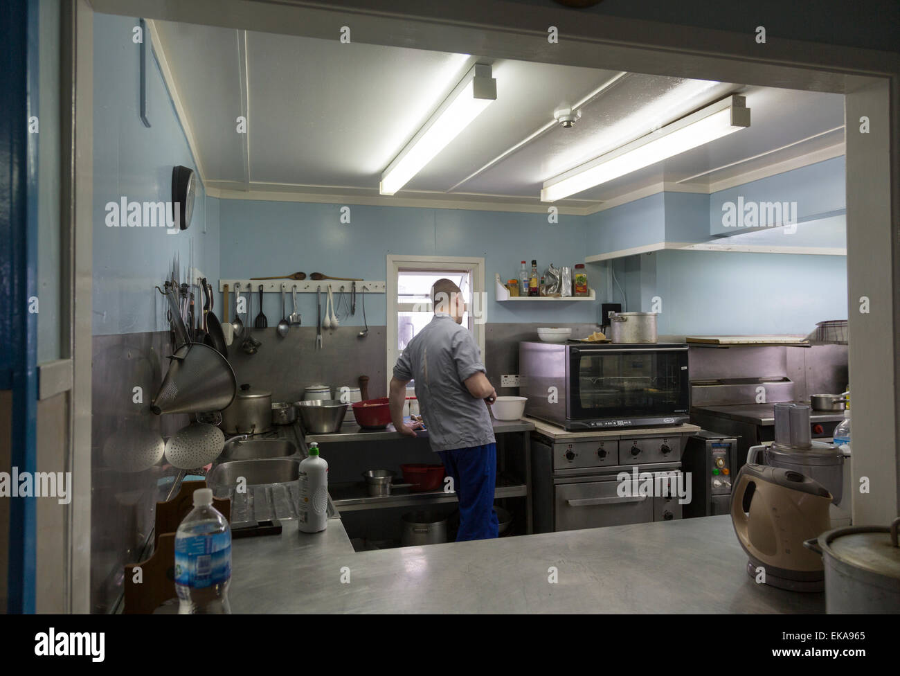 kitchen, Vernadsky Research Base,  Galindez Island, Argentine Islands, Antarctica Stock Photo