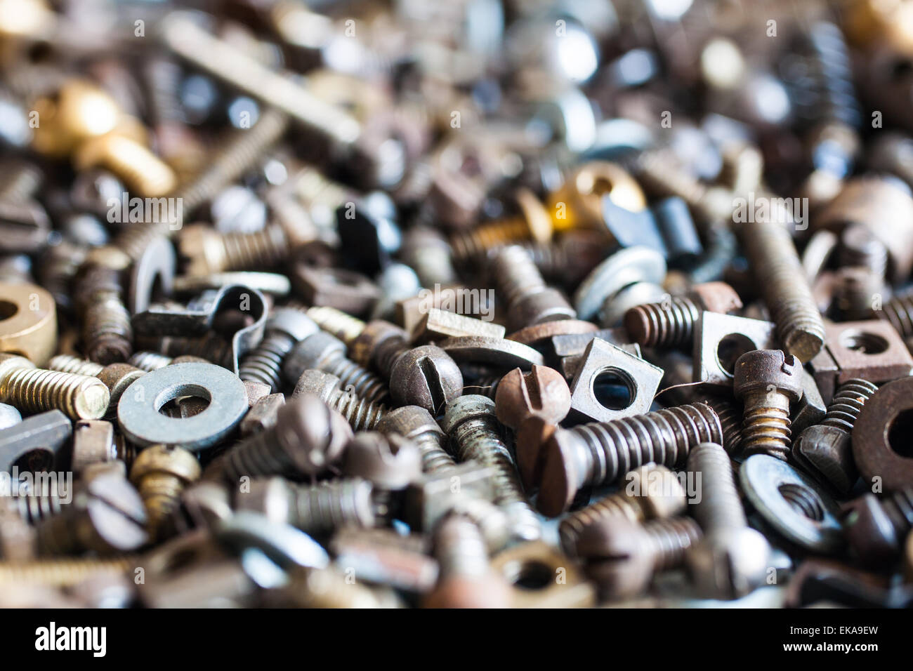 Nuts, Bolts, Washers, Etc, In Close Up Stock Photo