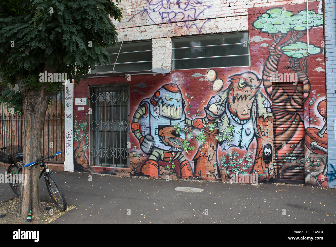 Graffiti - Johnston Street, Collingwood, Victoria, Australia on April 5 2015 Stock Photo