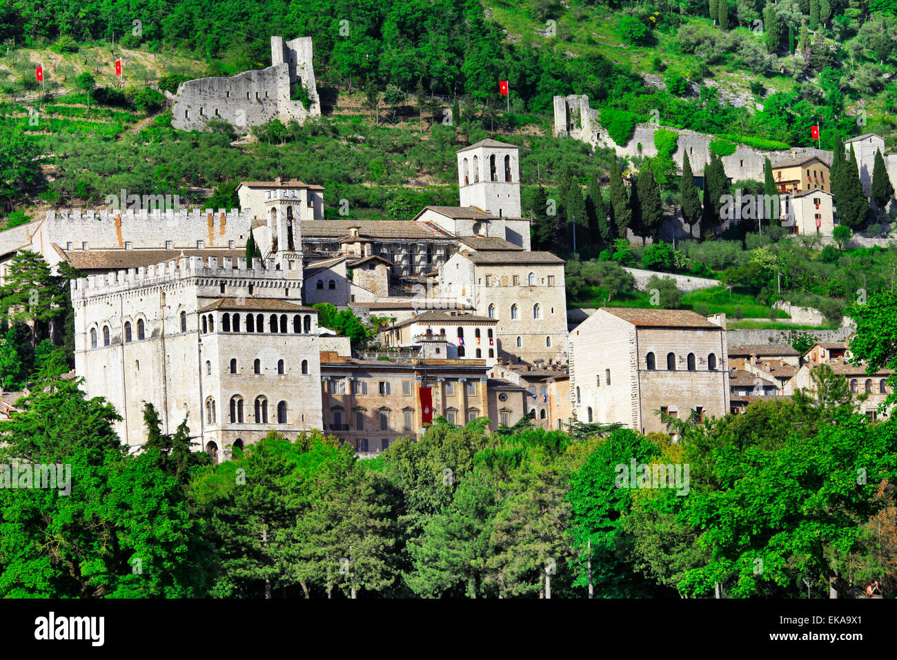 view of medieval Gubbio, Umbria, Italy Stock Photo