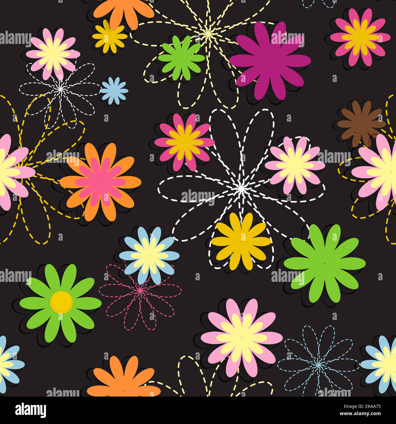 Flora Flower Seamless Pattern Design Vector Illustartion Stock Photo ...