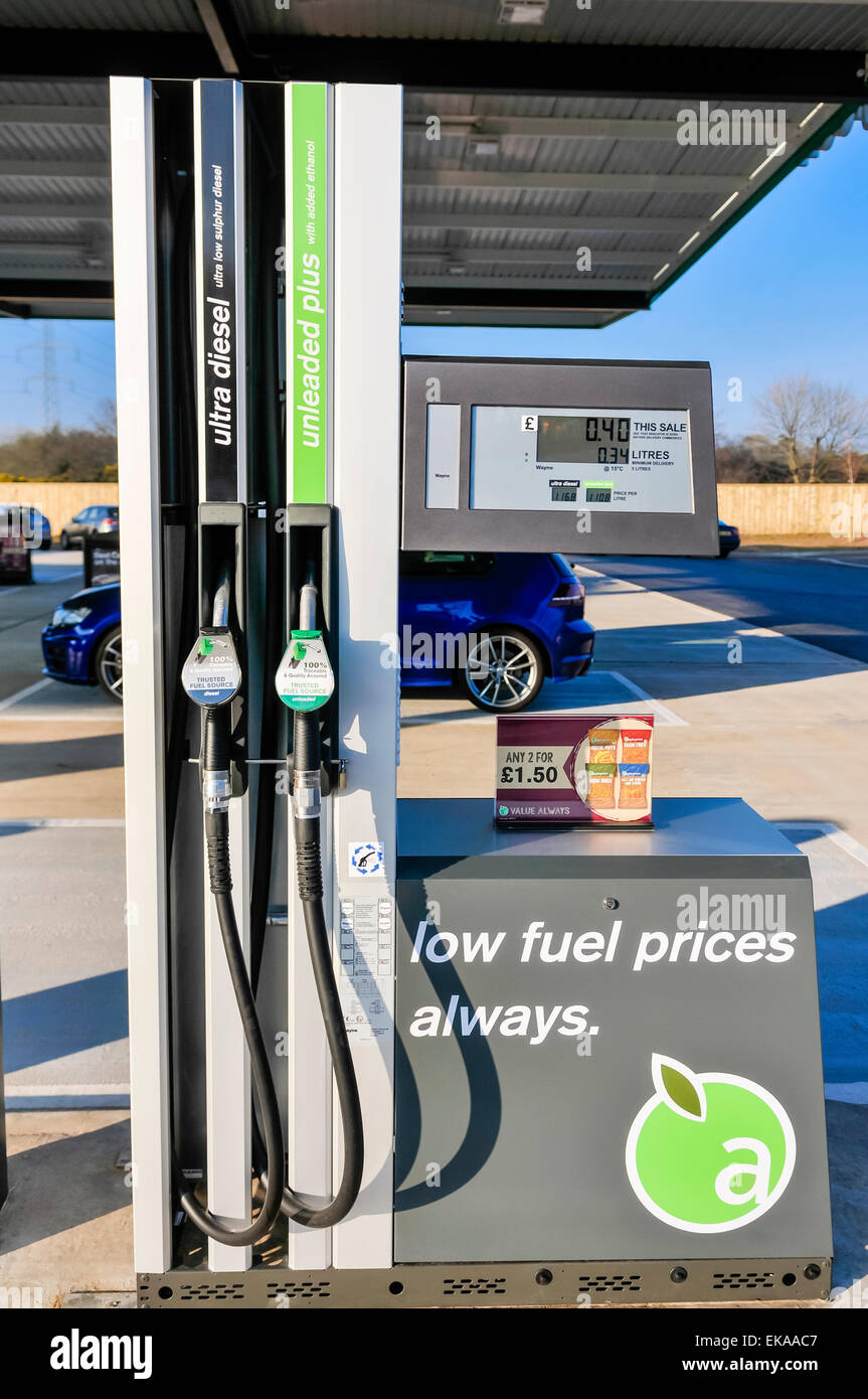 Petrol and diesel pump at an Applegreen service station Stock Photo