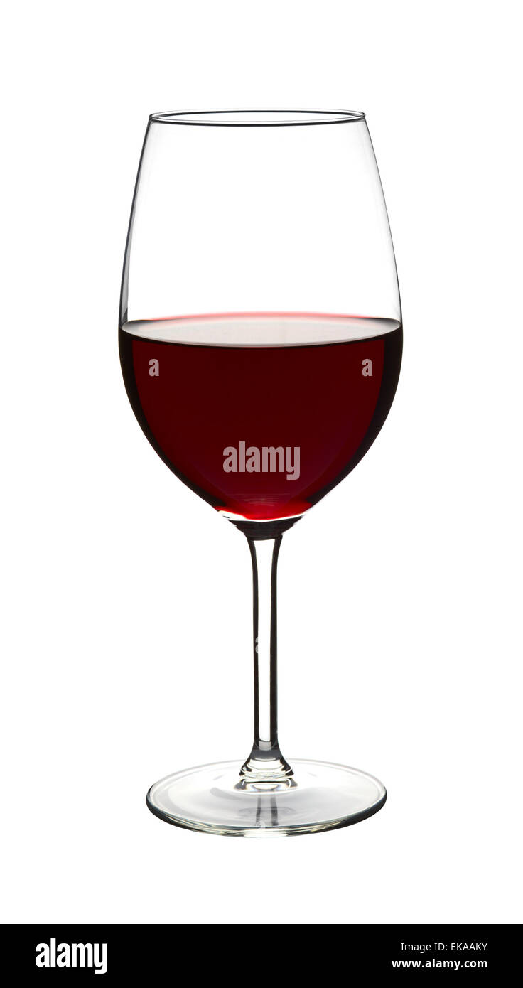 Red wine in wine glass on white Stock Photo