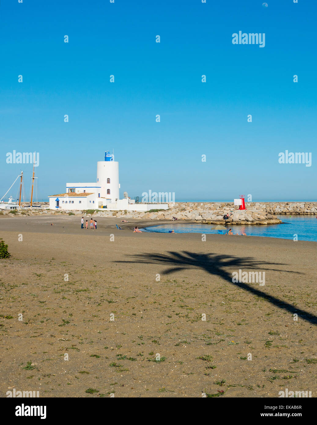 Beach and Lighthouse Puerto de la Duquesa Spain Stock Photo Alamy