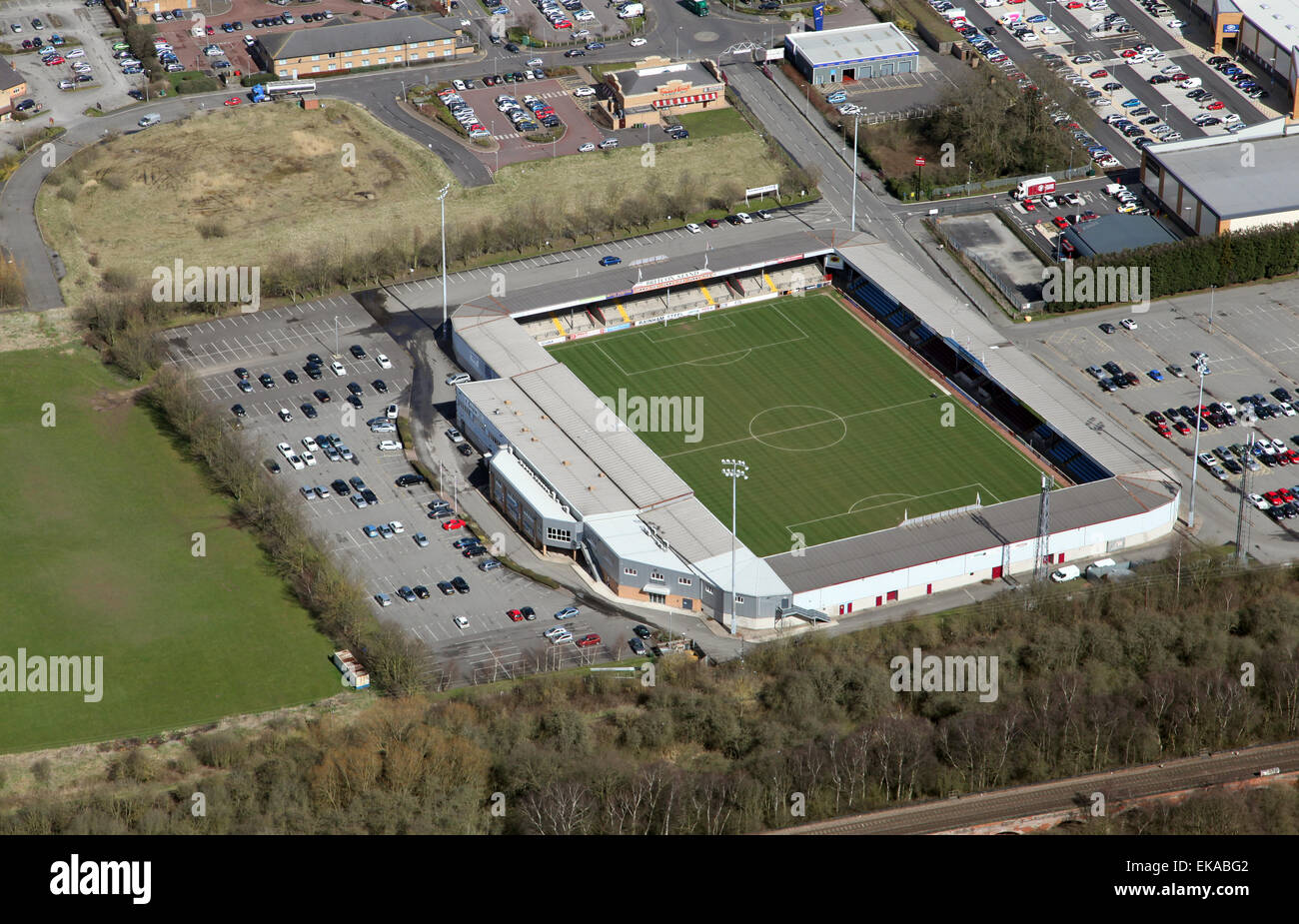 aerial view of Scunthorpe United football ground Glanford Park, UK Stock Photo