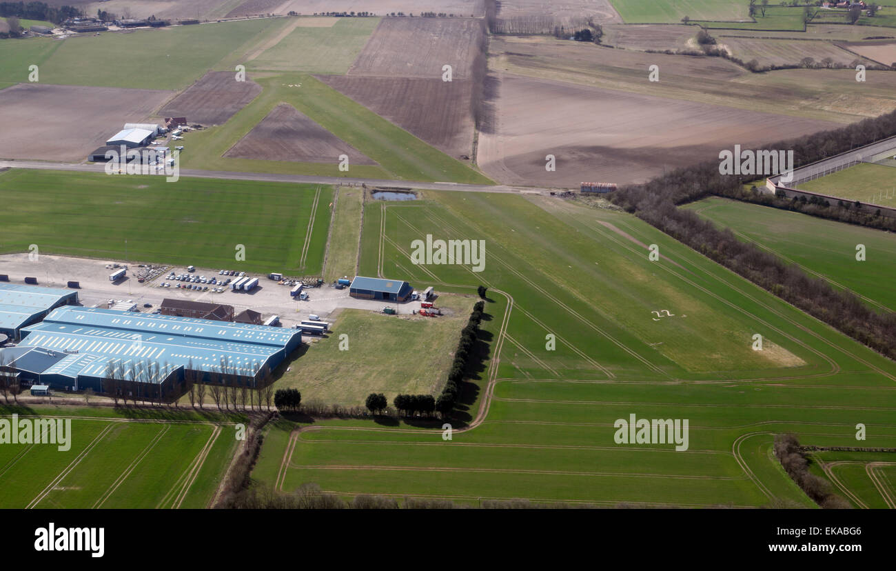 aerial view of Full Sutton Airfield, East Yorkshire, UK Stock Photo
