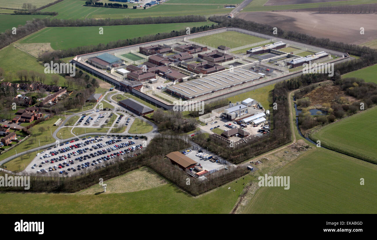 aerial view of HM Prison Full Sutton near York, UK Stock Photo