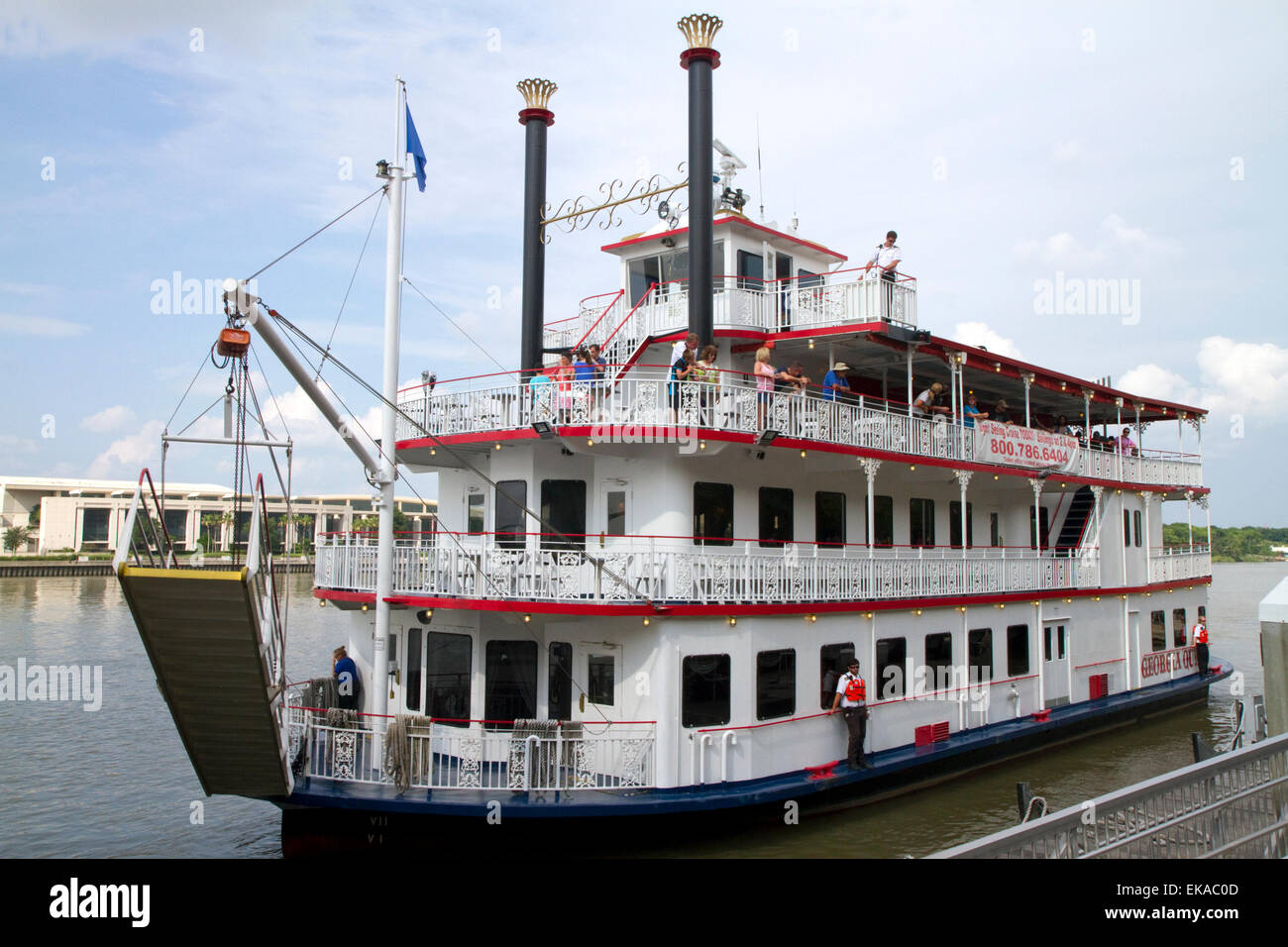 The Georgia Queen paddle steamer riverboat in Savannah, Georgia, USA. Stock Photo