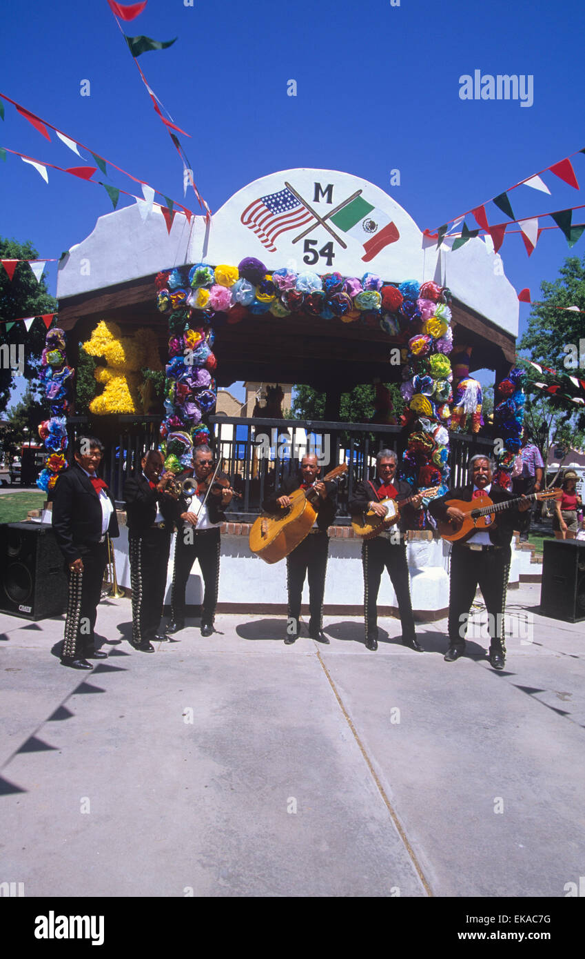 Mariachis at Mesilla Plaza, New Mexico, USA Stock Photo