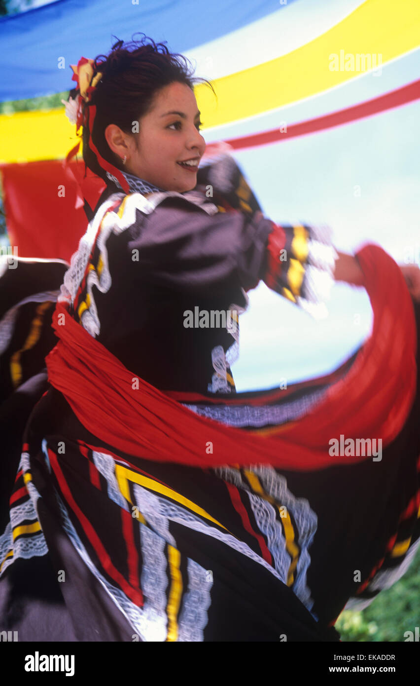 Spanish dancer performs at annual harvest festival at El Rancho de las Golondrinas, a living history museum, Santa Fe, New Mexic Stock Photo