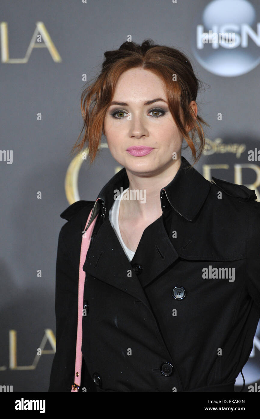 LOS ANGELES, CA - MARCH 1, 2015: Karen Gillan at the world premiere of
