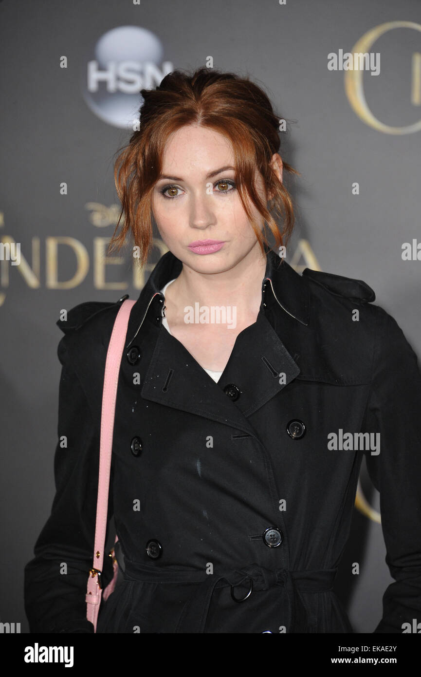 LOS ANGELES, CA - MARCH 1, 2015: Karen Gillan at the world premiere of ...