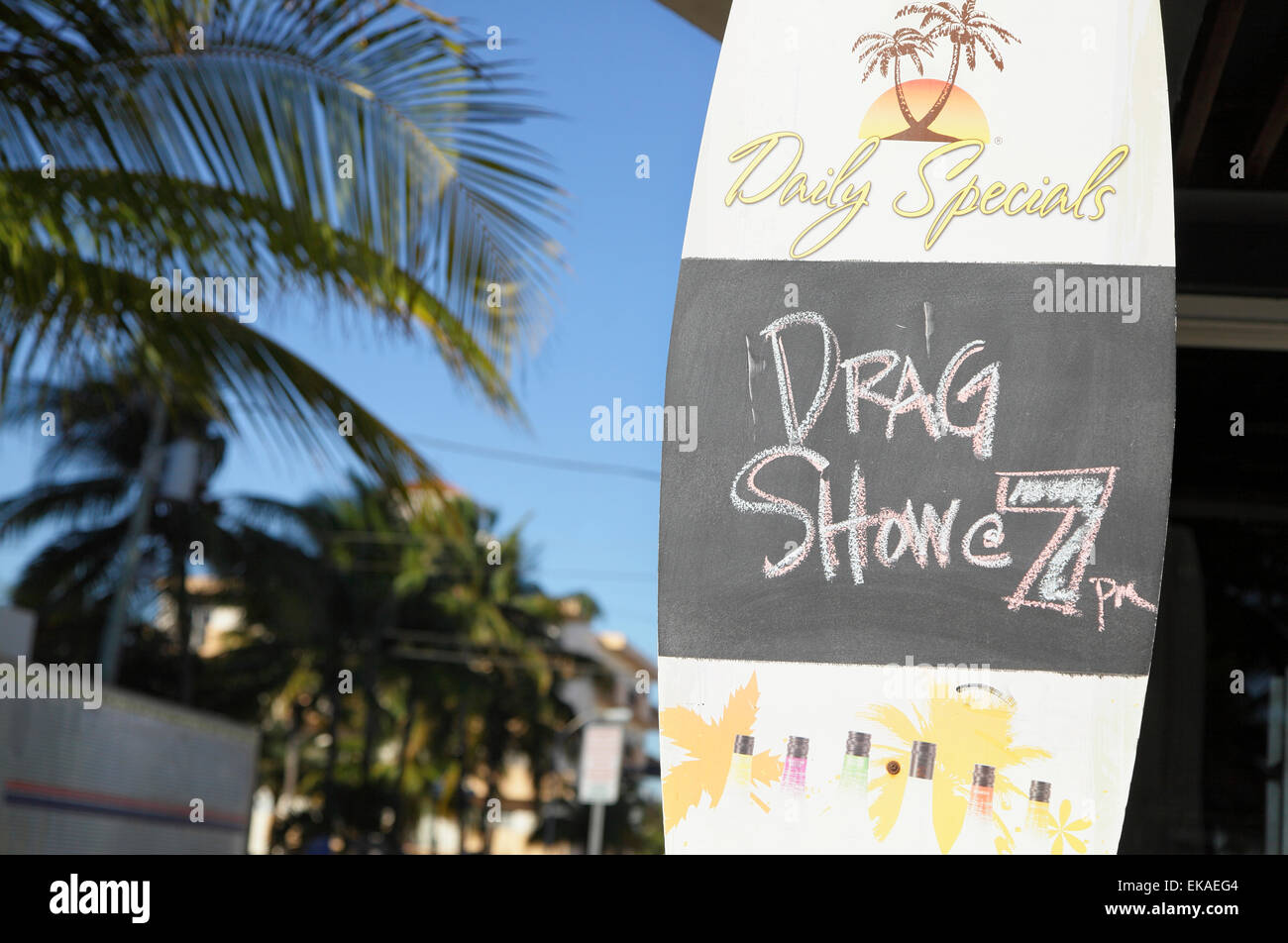 Drag Show at 7 PM, Palace Bar, Ocean Drive, South Beach, Miami, Florida, USA Stock Photo