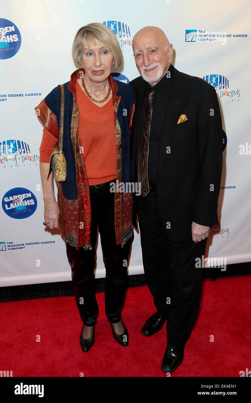 Dominic Chianese (R) and wife Jane Pittson attend the 2015 Garden Of Laughs Comedy Benefit at the Club Bar and Grill. Stock Photo