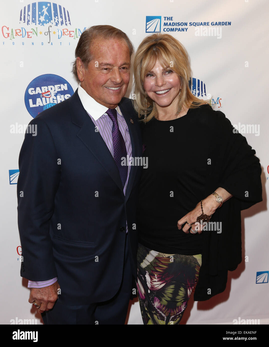 Rod Gilbert (L) and wife Judy Christy attend the 2015 Garden Of Laughs Comedy Benefit at the Club Bar and Grill. Stock Photo