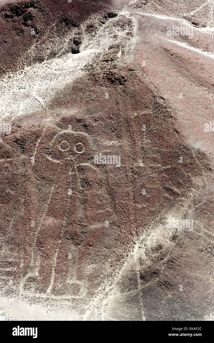 Nazca Lines spaceman geoglyph in Peru Stock Photo