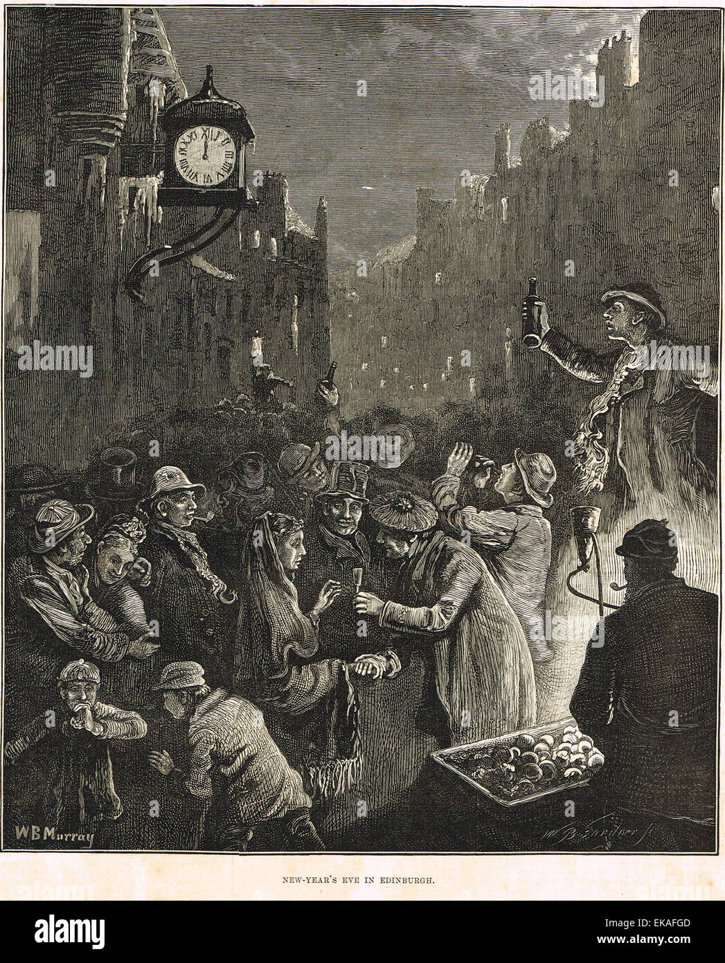 New Year's Eve in Edinburgh 1876 Stock Photo