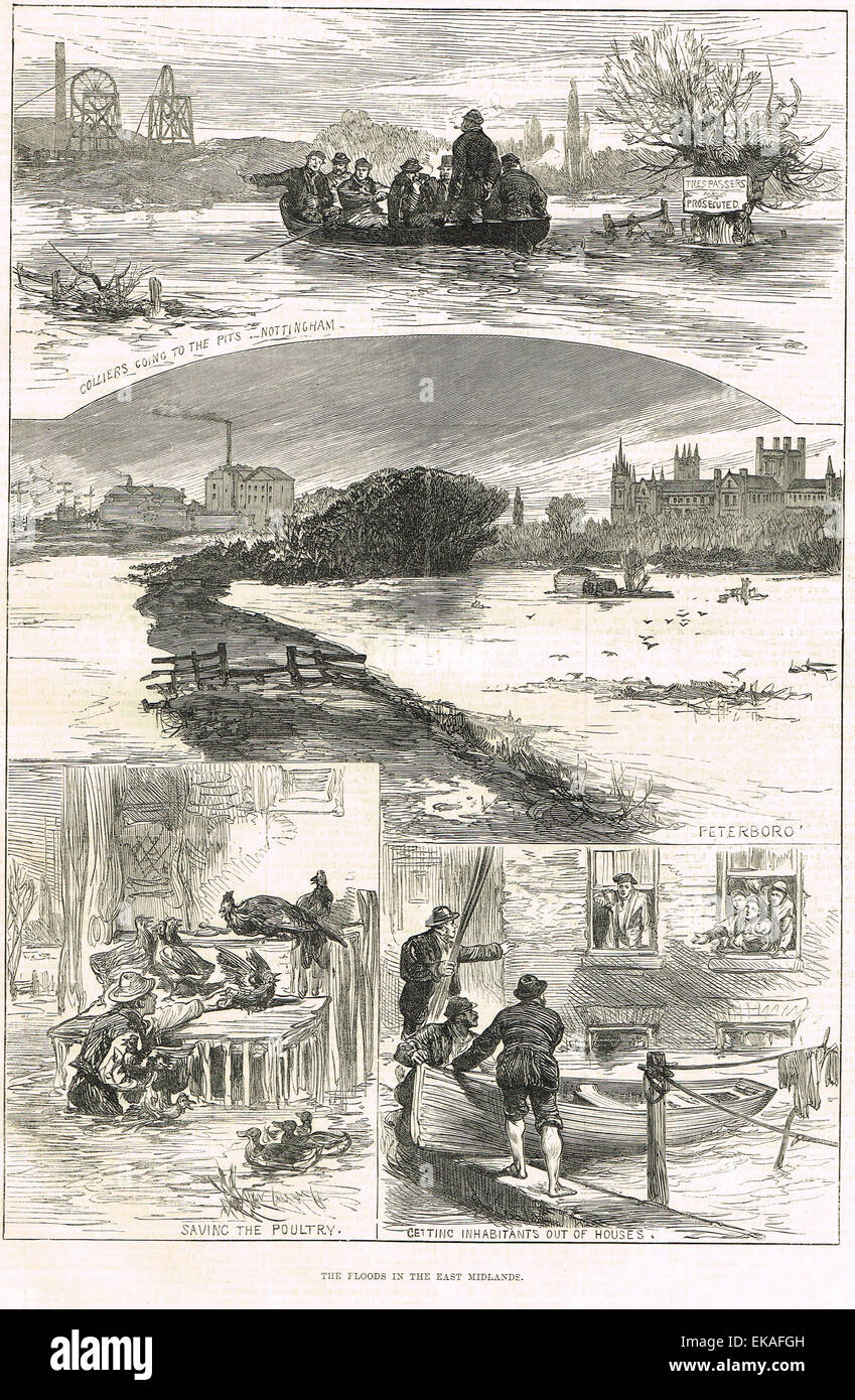 East Midlands floods, UK, Britain, 1876 Stock Photo