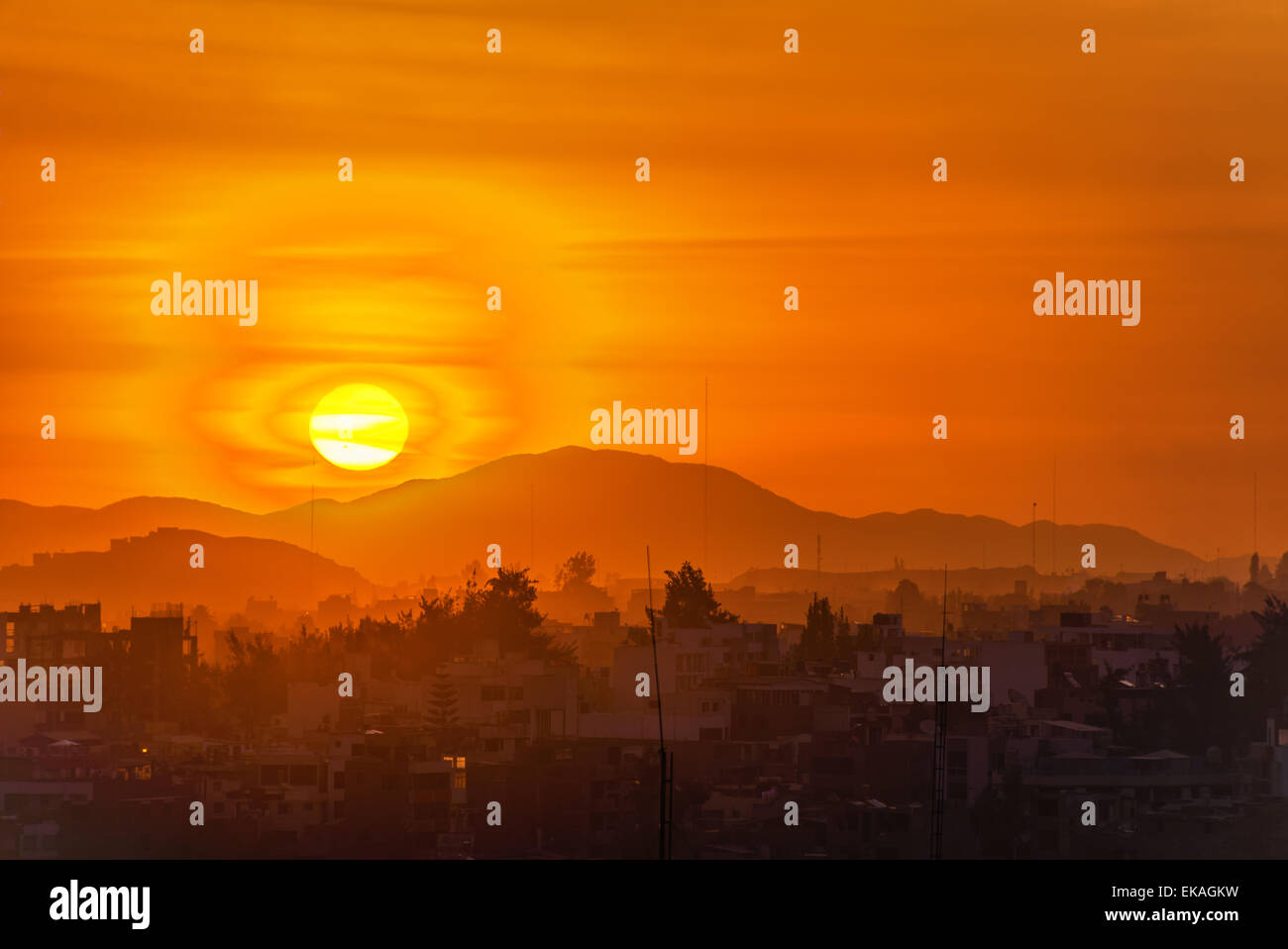 Sunset over the historic city of Arequipa, Peru Stock Photo