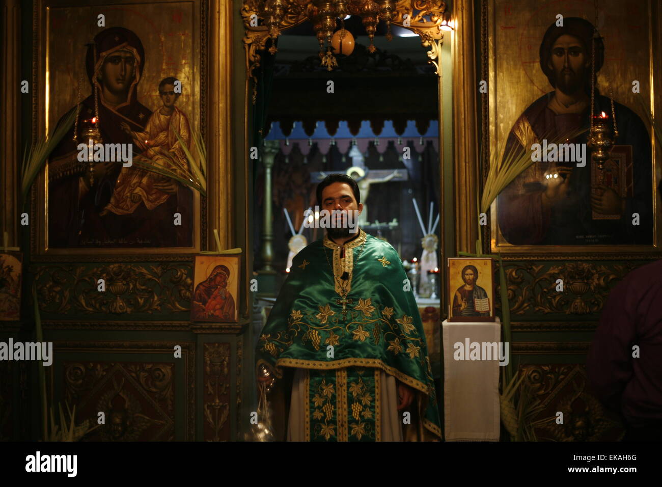 Gaza, Palestine. 08th Apr, 2015. Palestinian Christians at the St