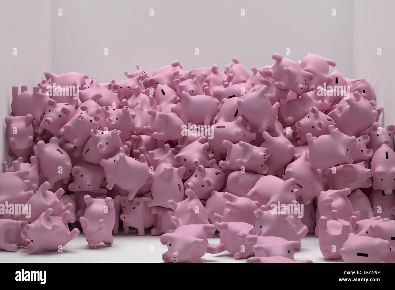 A pile of pink piggy banks Stock Photo