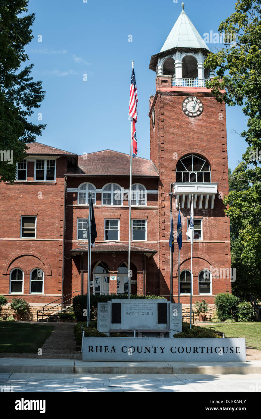 Main street Dayton Tenn. Rhea County, Courthouse Stock Photo