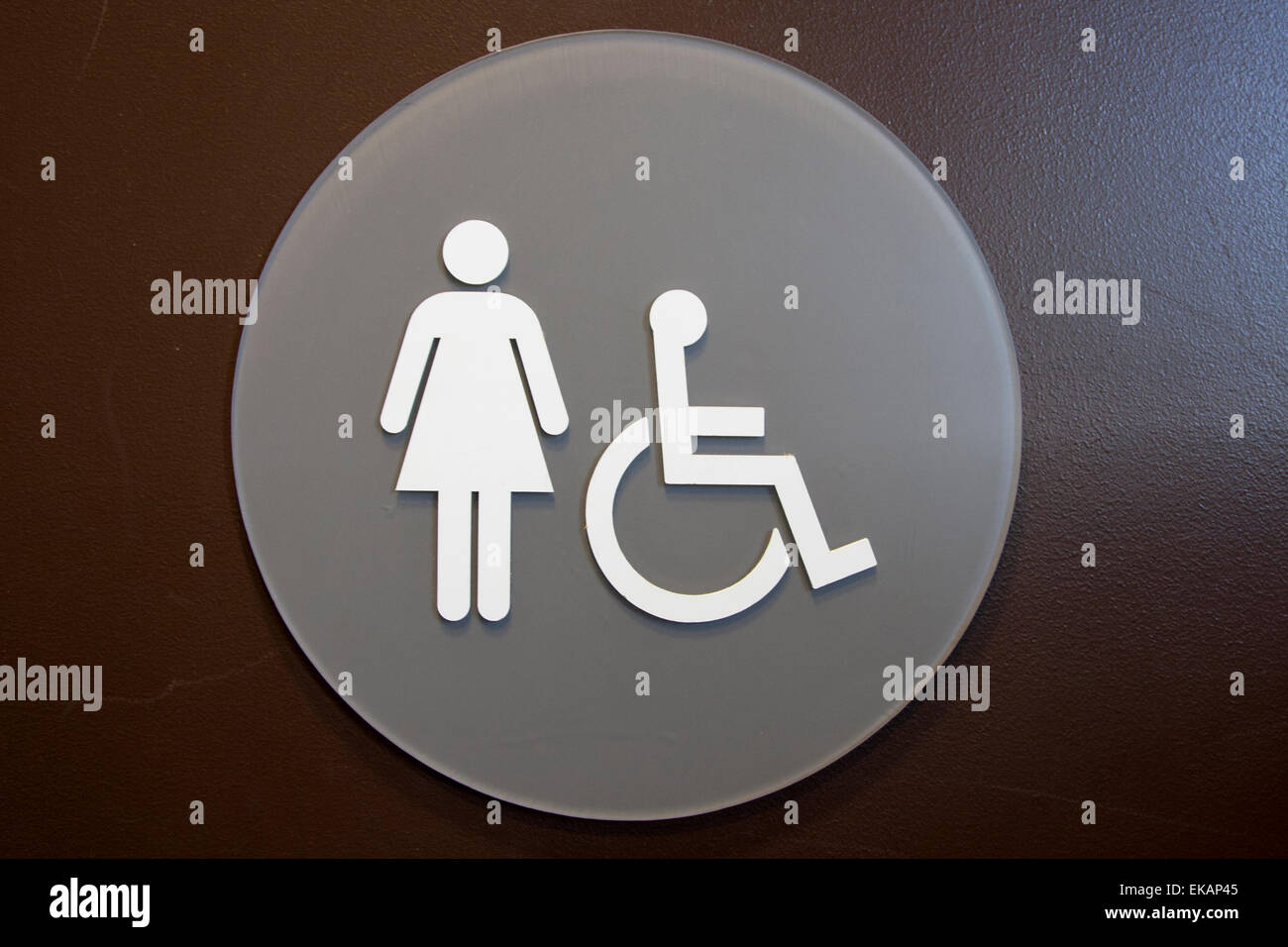 Women's restroom sign in a Peet's coffee shop in Oakland, California. Stock Photo