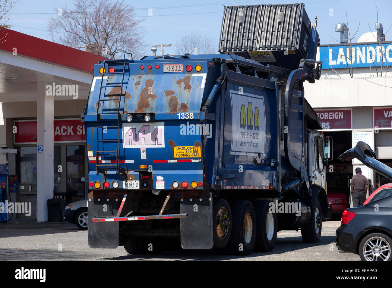 Refuse collection truck USA Stock Photo Alamy