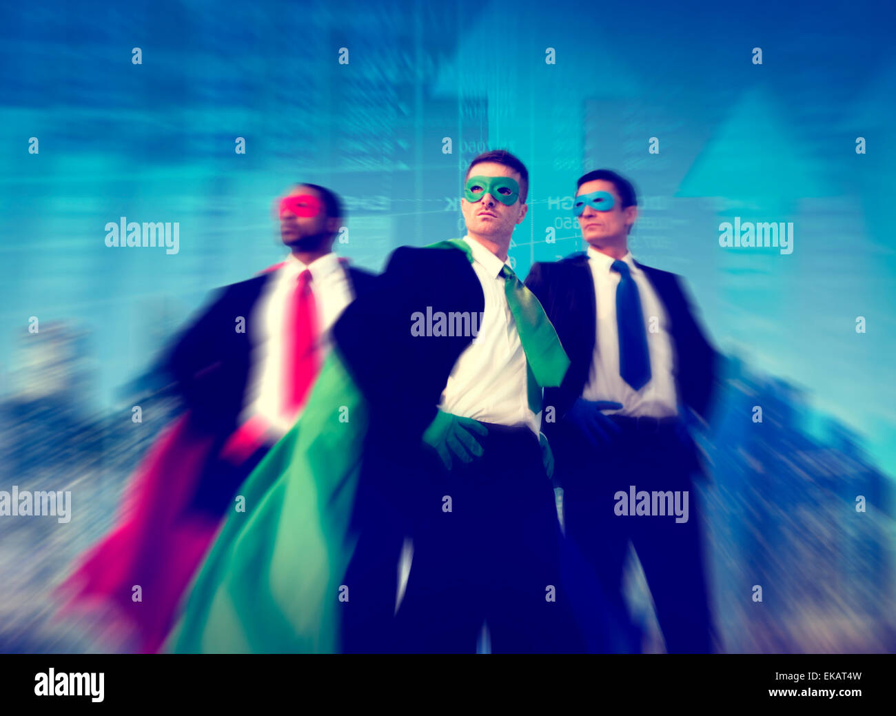 Superhero Businessman Stock Market Concept Stock Photo