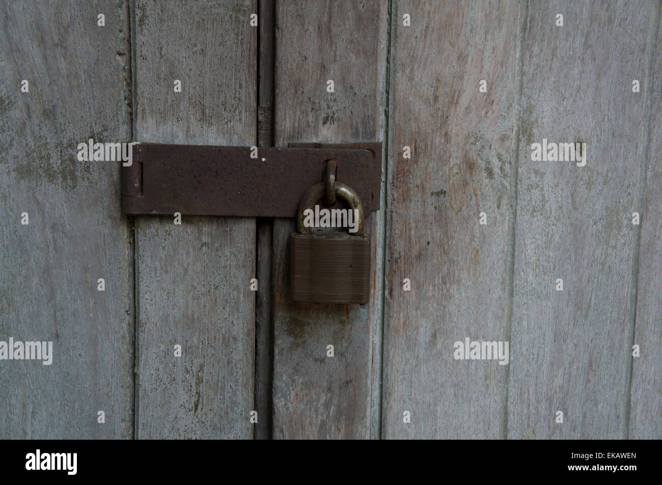 lock padlock door house home close wooden door Stock Photo