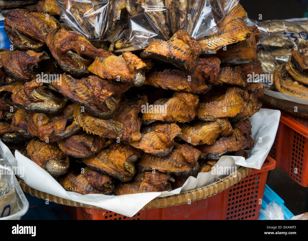 street food sidewalk snack peanut fish dry stall sale food cart street