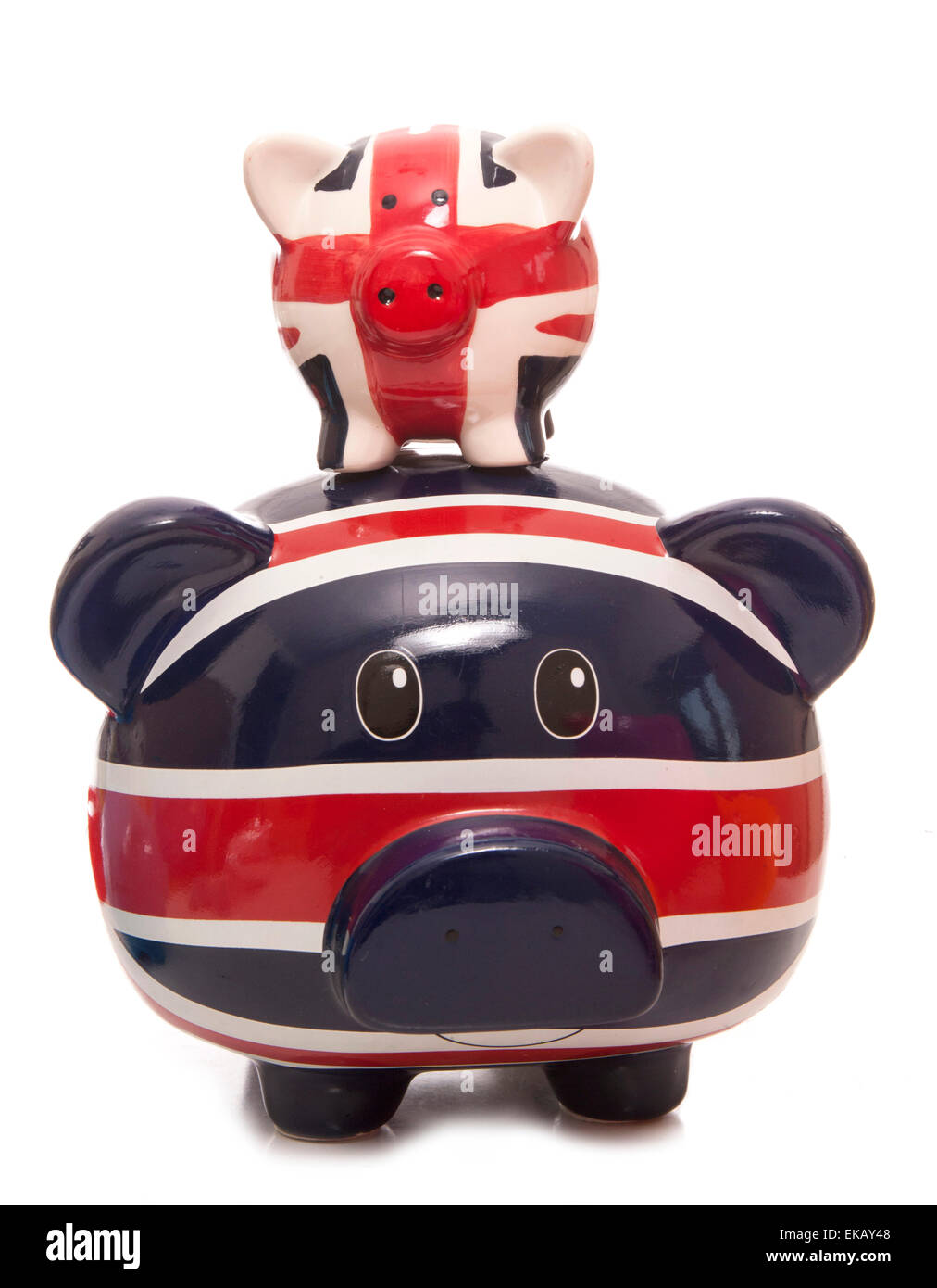 two british piggy banks studio cutout Stock Photo Alamy
