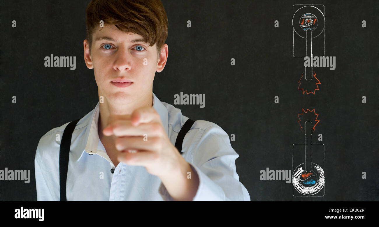 North or South Korea needs you pointing man on blackboard army tanks