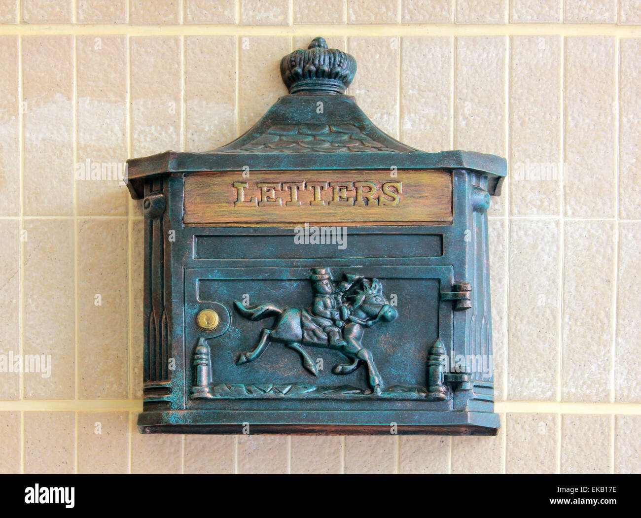 Antique metal letter box on the wall Stock Photo Alamy