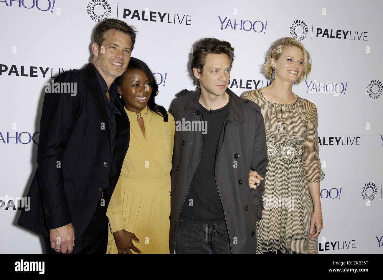 Los Angeles, CA, USA. 8th Apr, 2015. Timothy Olyphant, Erica Tazel, Jacob Pitts, Joelle Carter at arrivals for The Paley Center For Media Presents An Evening with FX'S JUSTIFIED, The Paley Center for Media, Los Angeles, CA April 8, 2015. Credit:  Michael Germana/Everett Collection/Alamy Live News Stock Photo
