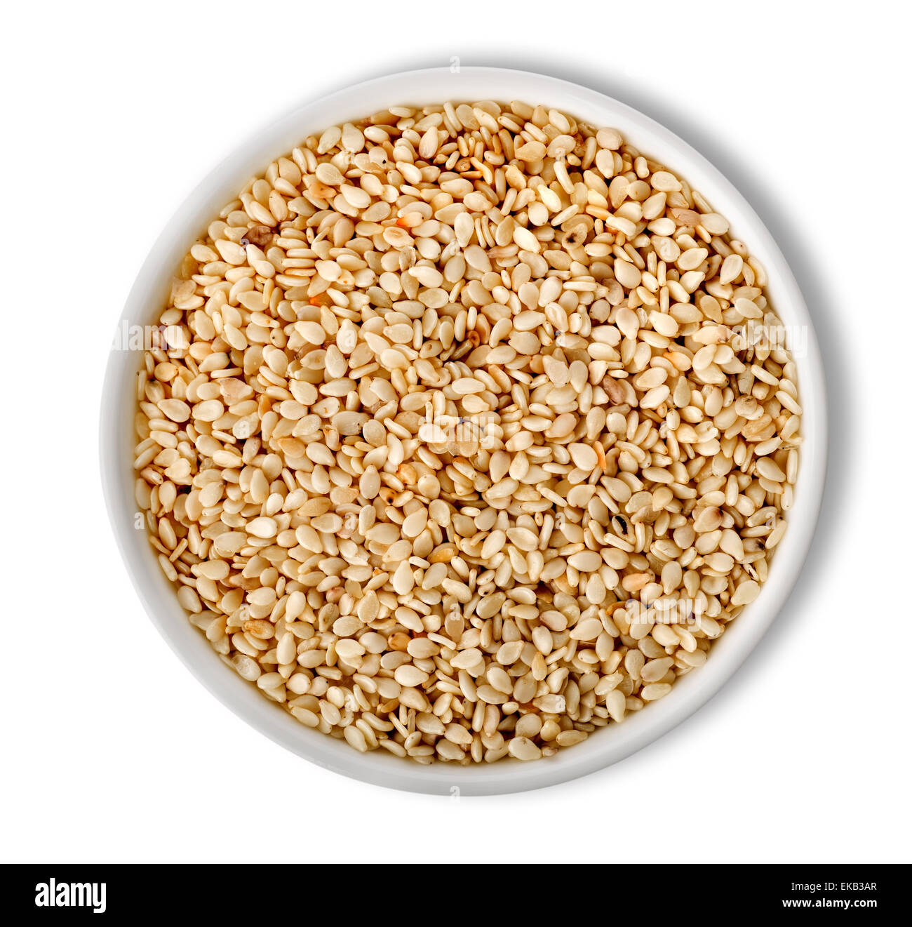 White sesame in plate isolated Stock Photo