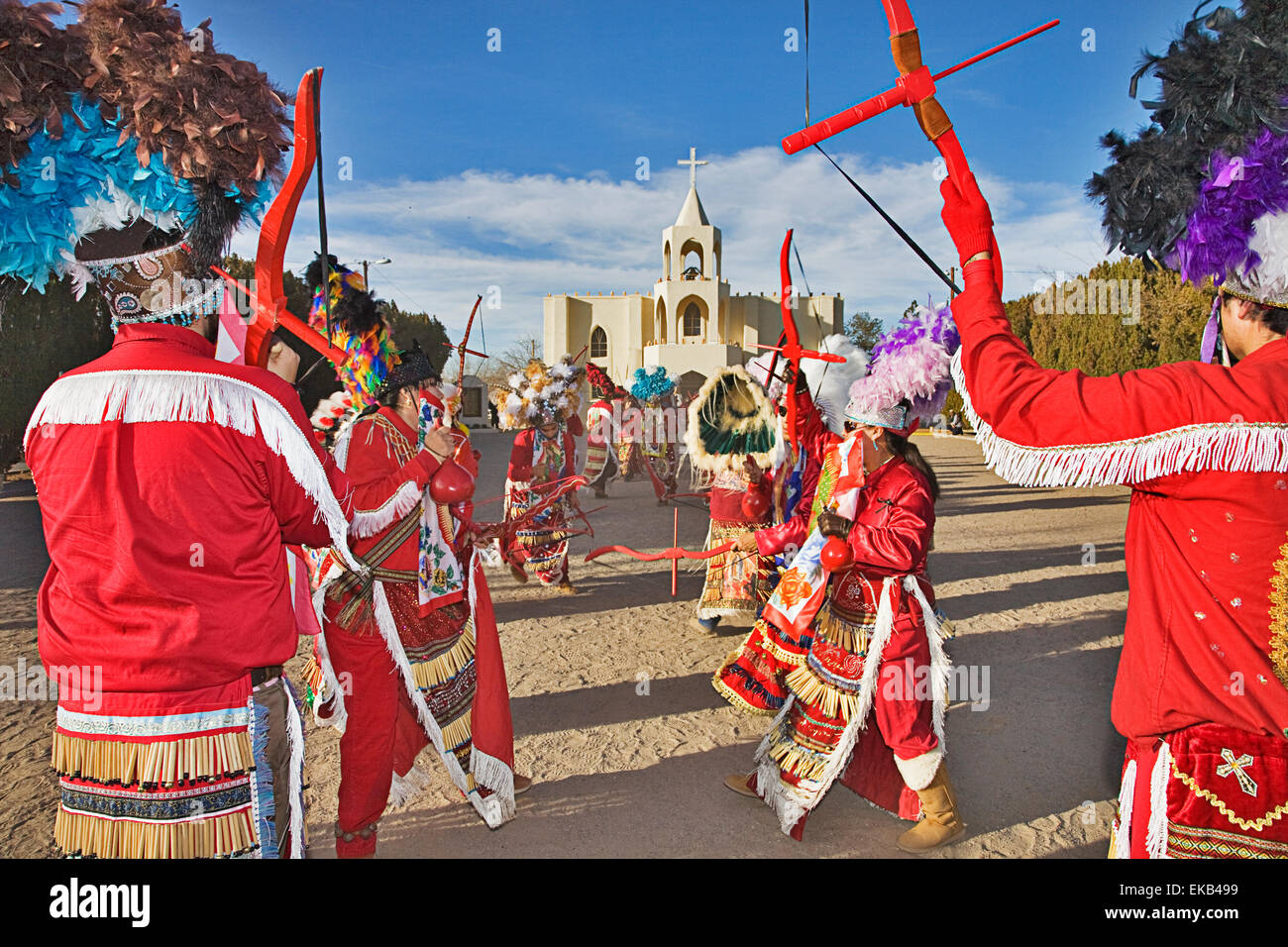 Each December 10 -12 the village of Tortugas near Las Cruces in New Mexico celebrates the Virgin of Guadalupe Feast Day Stock Photo