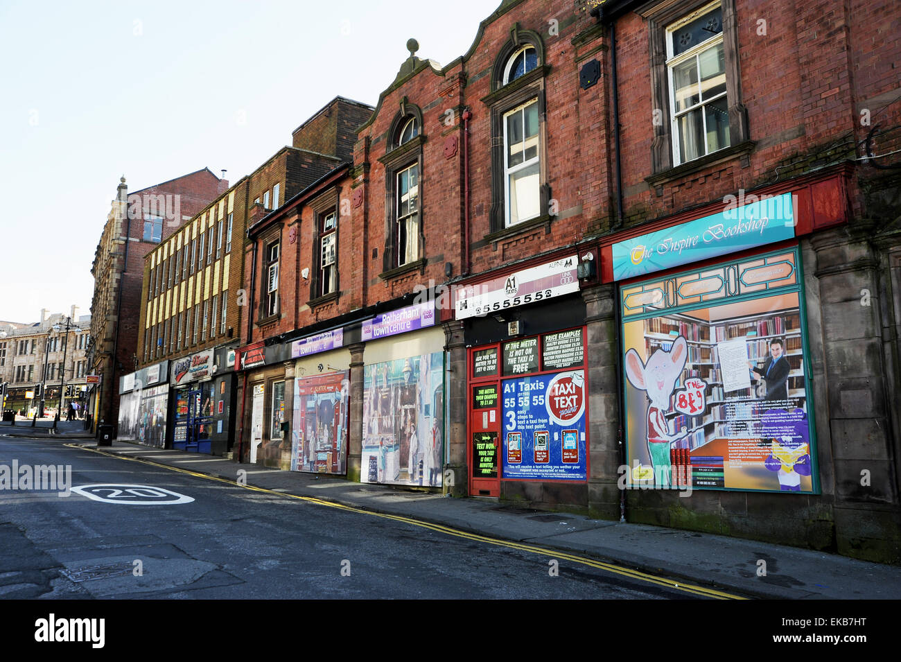 Rotherham Yorkshire UK April 2015 Empty closed and boarded up shops