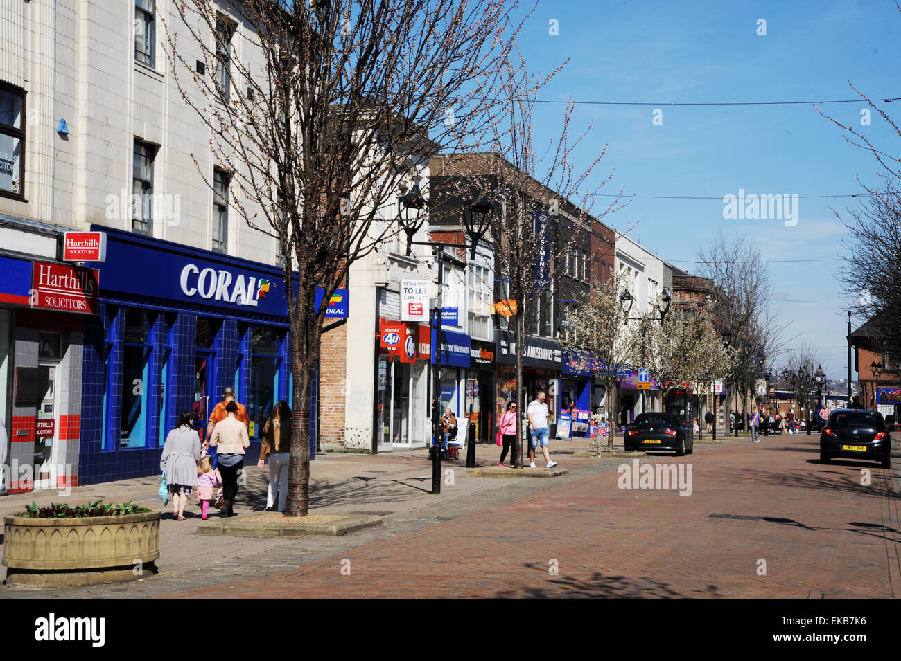 Rotherham Yorkshire UK  - Shops in shopping precinct in town centre Stock Photo