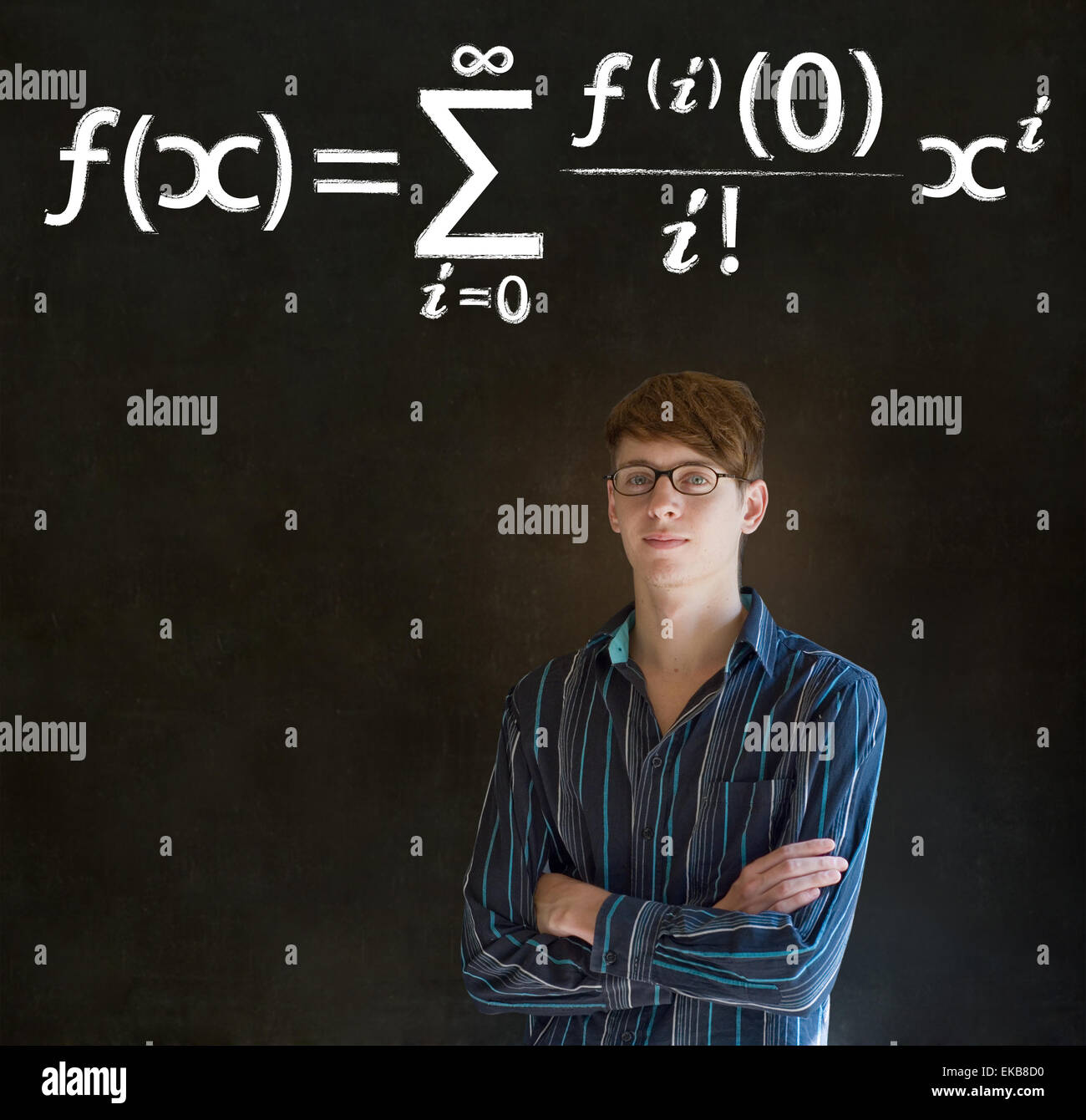 Learn math or maths teacher with chalk background Stock Photo