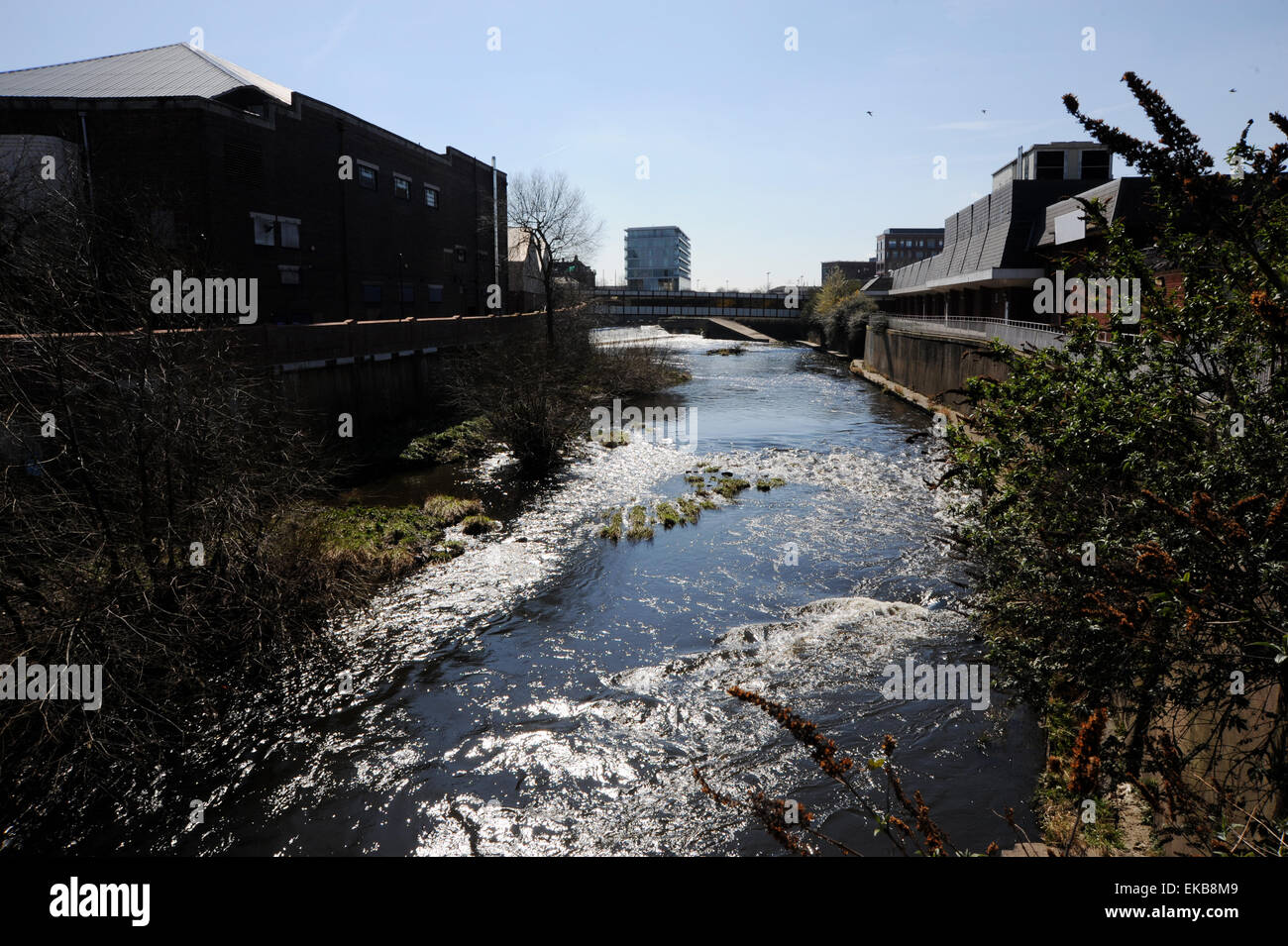 Rotherham Yorkshire UK  - River canal running through town centre Stock Photo