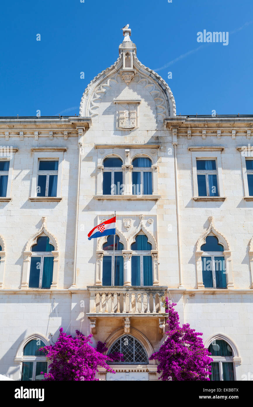 The picturesque Lucic Palace in Trogir's Stari Grad, Trogir, Dalmatia, Croatia, Europe Stock Photo