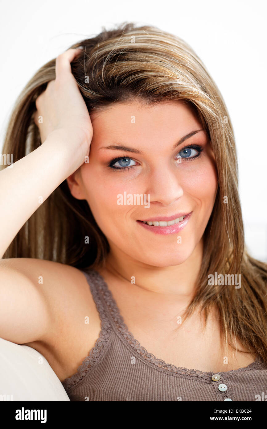 Portrait happy beauty woman hi-res stock photography and images - Alamy