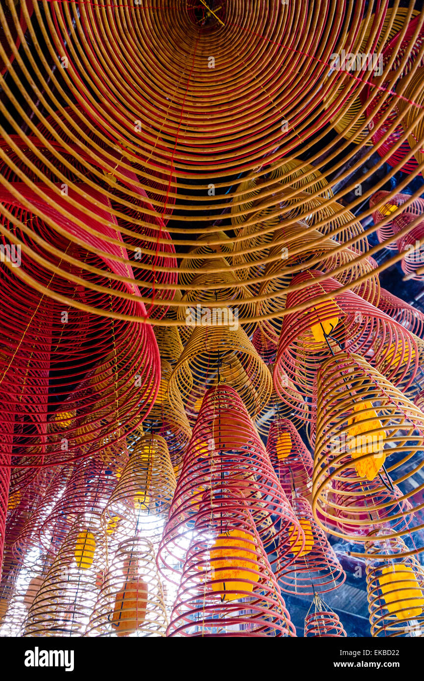 Spiral incense sticks at Ong Temple, Can Tho, Mekong Delta, Vietnam, Indochina, Southeast Asia, Asia Stock Photo
