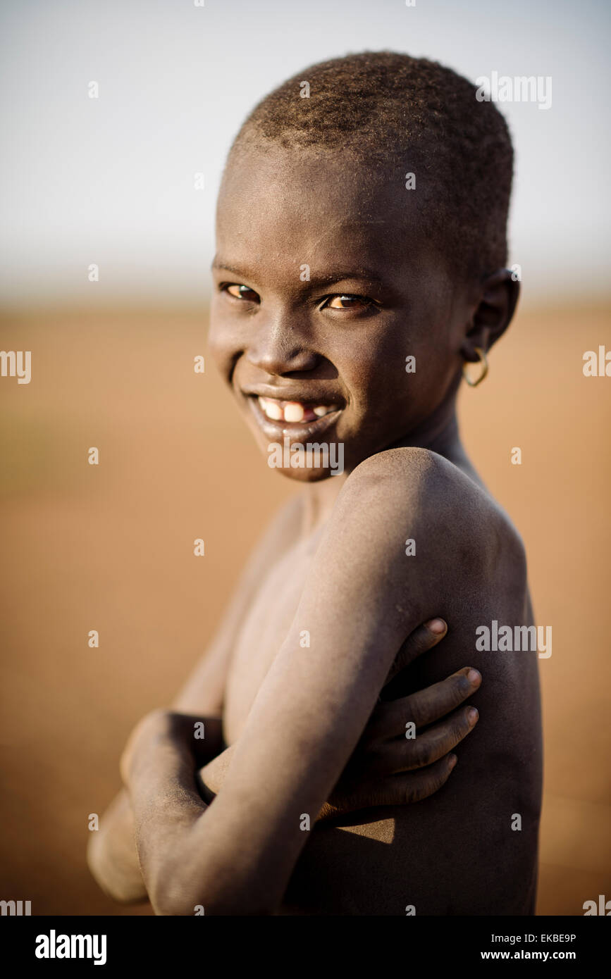Portrait of Longiro, Dassanech Tribe, Salany Village, Omorate, Omo Valley, Ethiopia, Africa Stock Photo