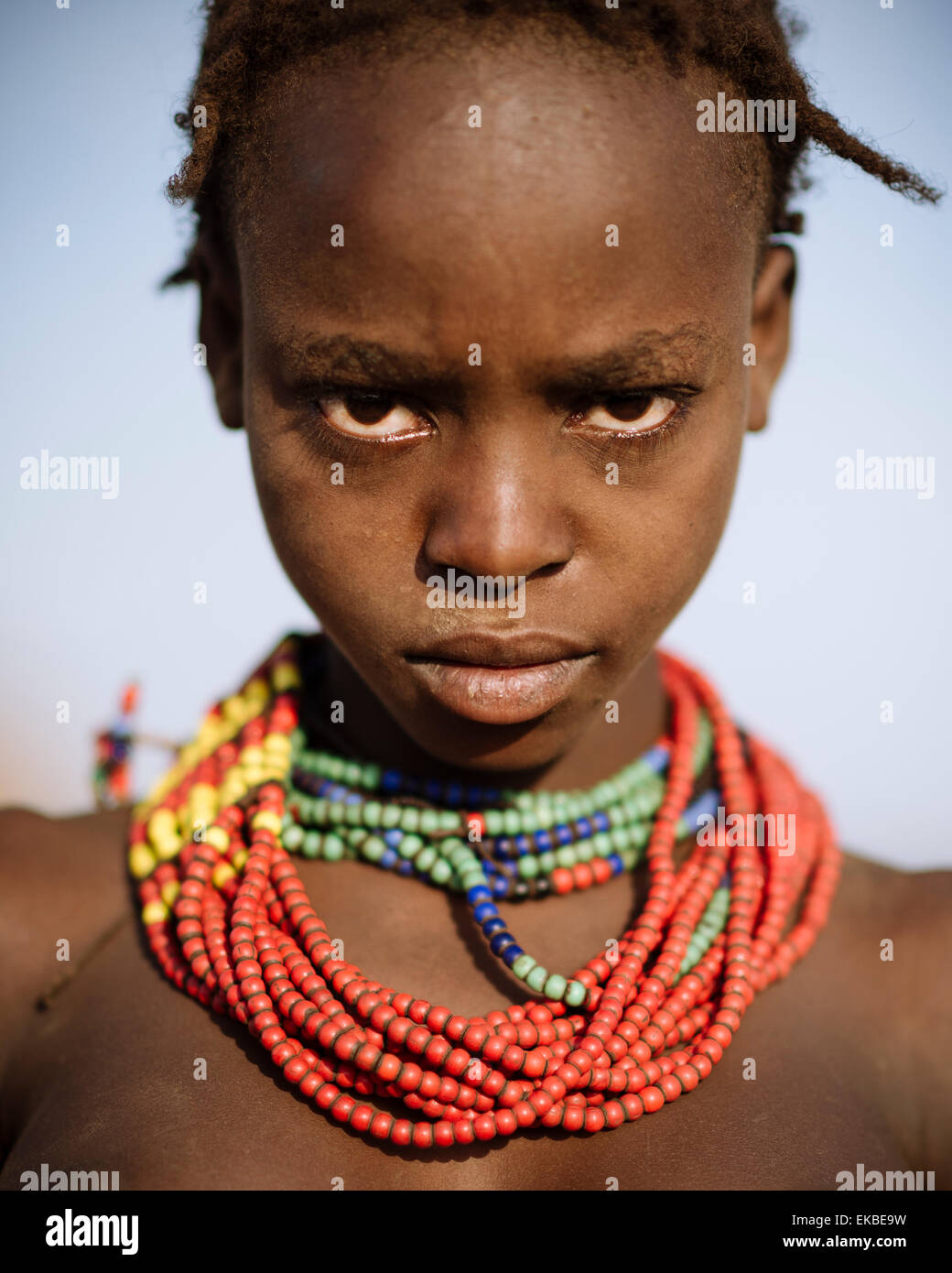 Portrait of Guortale, Dassanech Tribe, Salany Village, Omorate, Omo Valley, Ethiopia, Africa Stock Photo