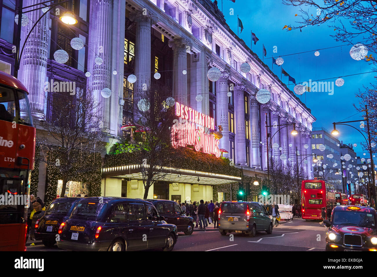 Selfridges at Christmas, Oxford Street, London, England, United Kingdom