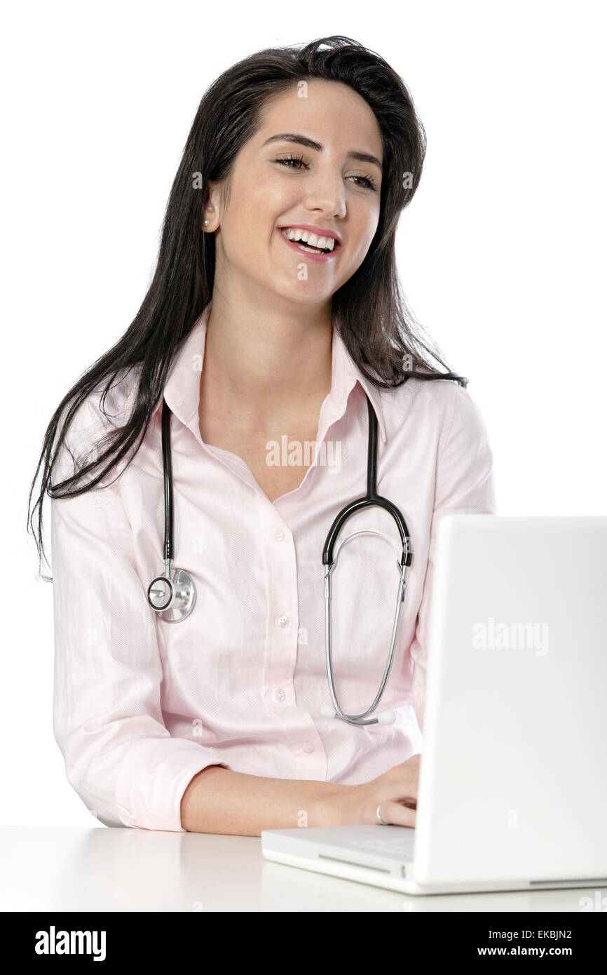 Gp practice nurse typing hi-res stock photography and images - Alamy